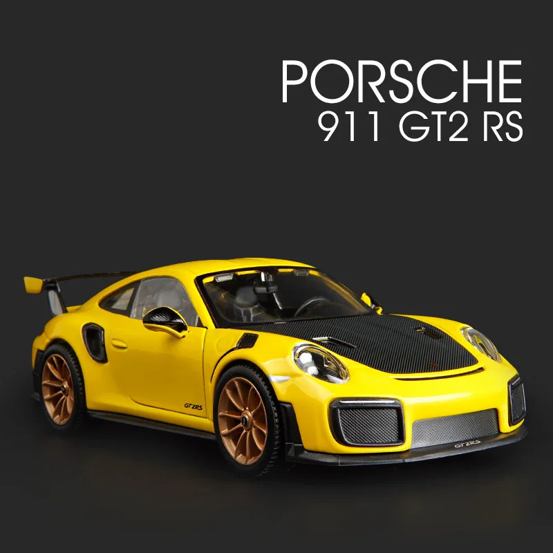 Maisto 1:24 Porsche 911 GT2 RS Supercar Simulation Toy Vehicles Model Alloy Children Pull Back Toys Collection Gift Car Kids