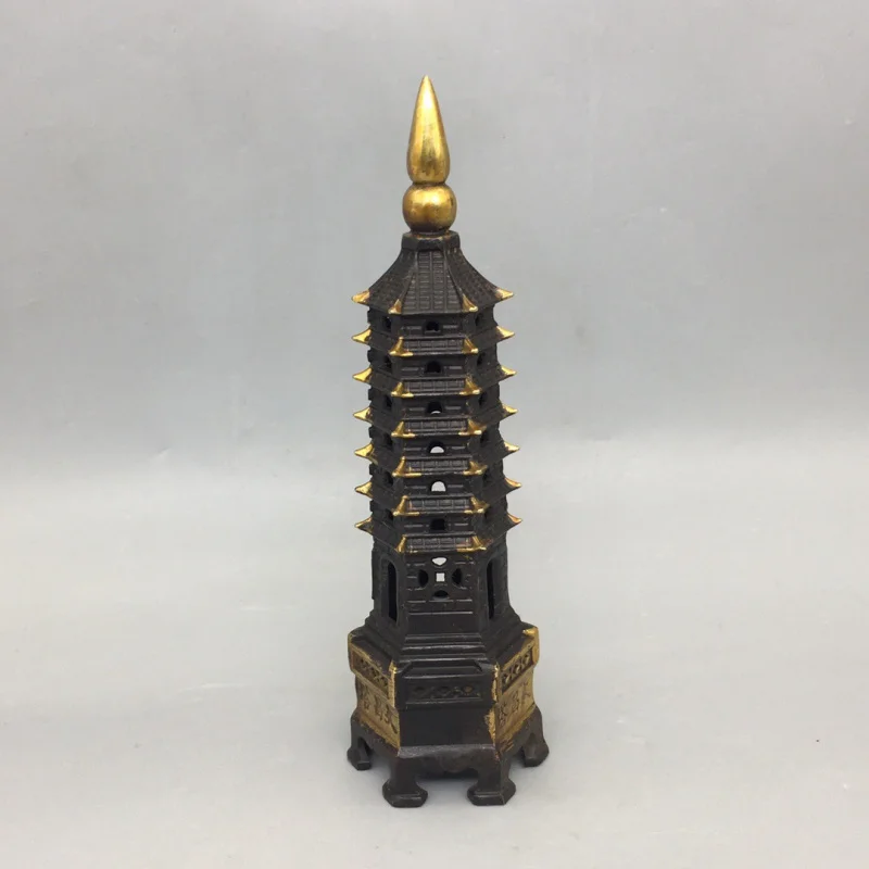 Collection Purple Gilt Copper Wenchang Pagoda Ornament Seven-Layer Tower Step-by-Step Ascension Office Decoration Home Decor