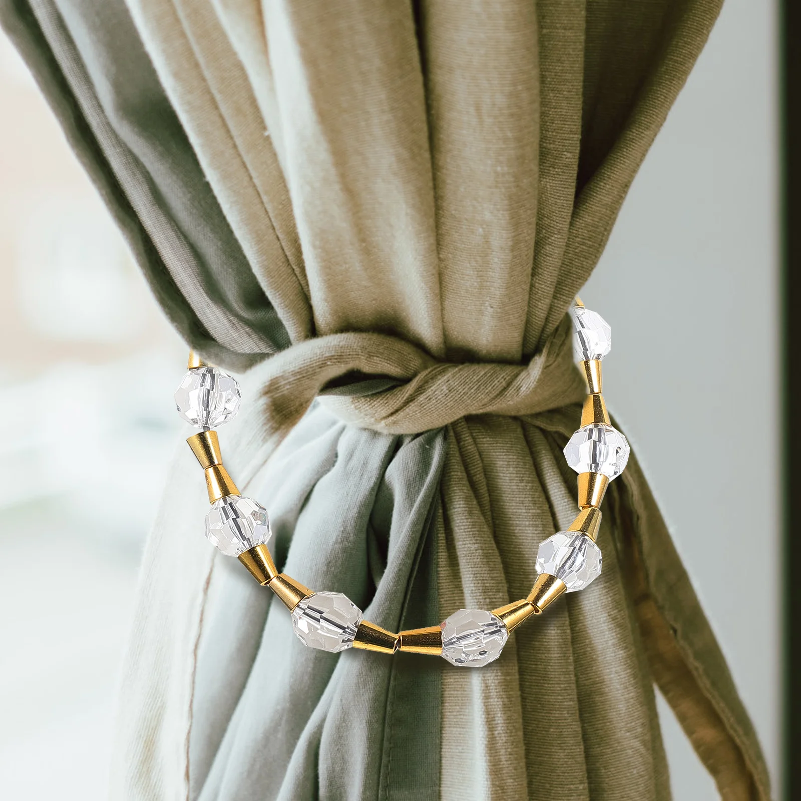 

2Pcs Crystal Curtain Tieback Delicate Holder for Living Room Bedroom Kitchen Home Decor Fixing Strap