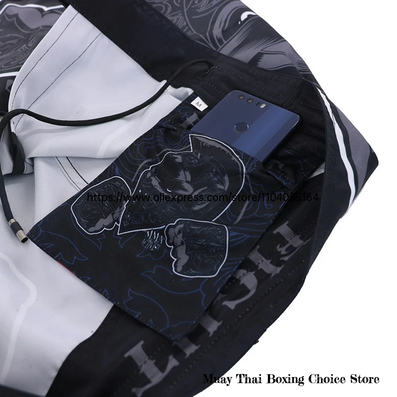 MMA-Shorts zum Training, Kickboxen, Drache, schwarze Kampfshorts für Kampfsport, Cage Fight, Muay Thai, BJJ, Boxen, Grappling – Detail 15