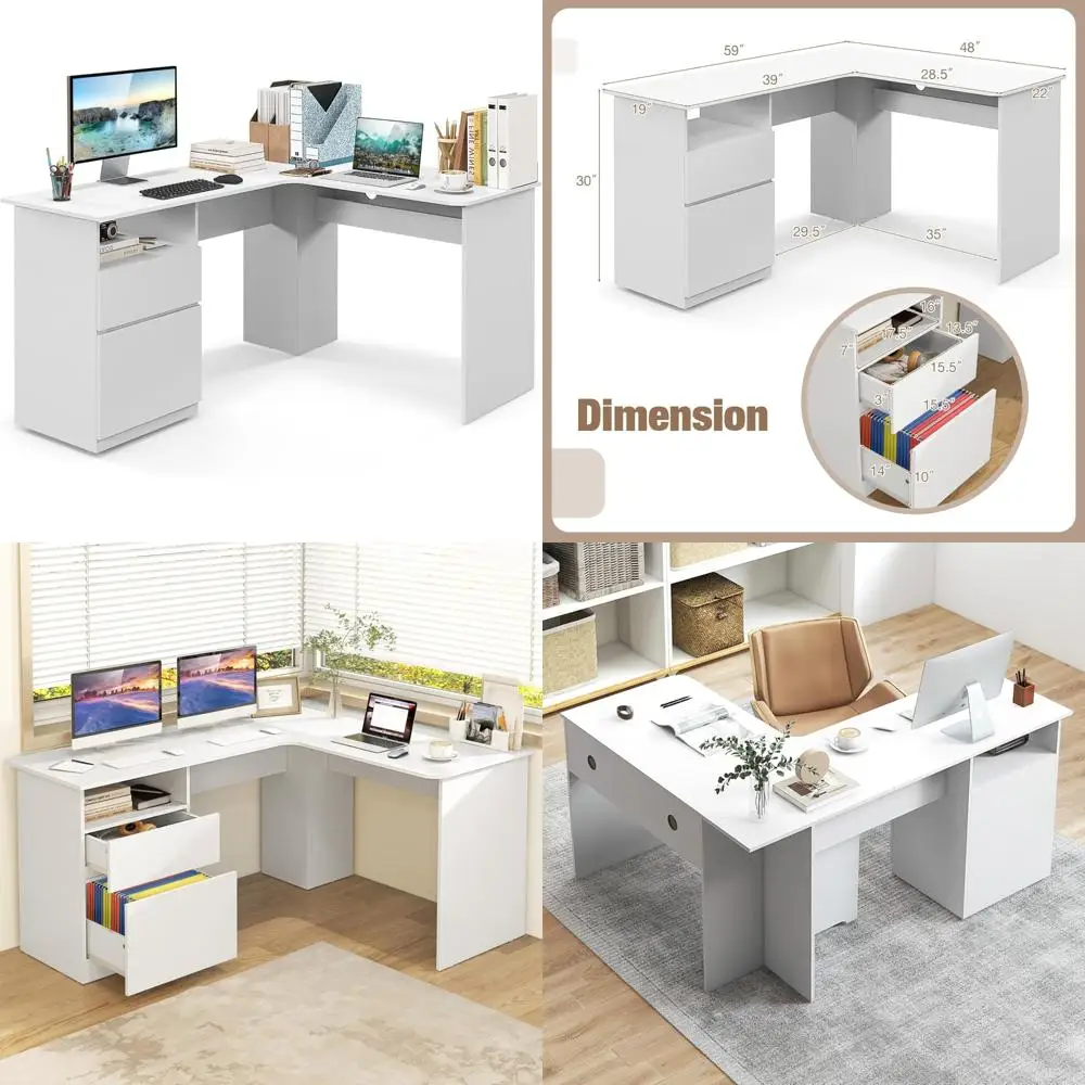 L-Shaped Desk With …