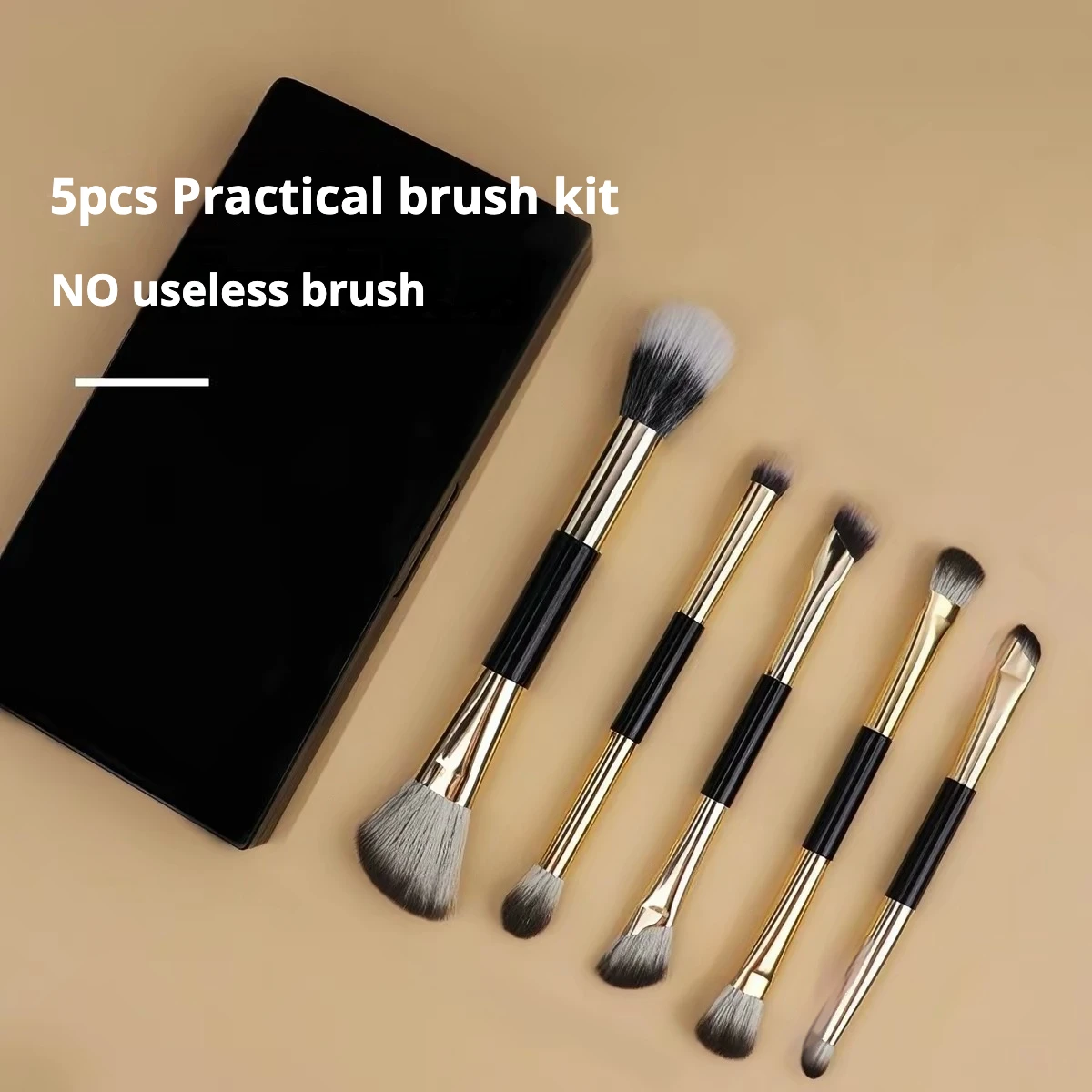 4/5pcs Double-ended Makeup Brush Kit Portable Eye Shadow with Mirror Eye Cosmetic Brush Set Storage Travel