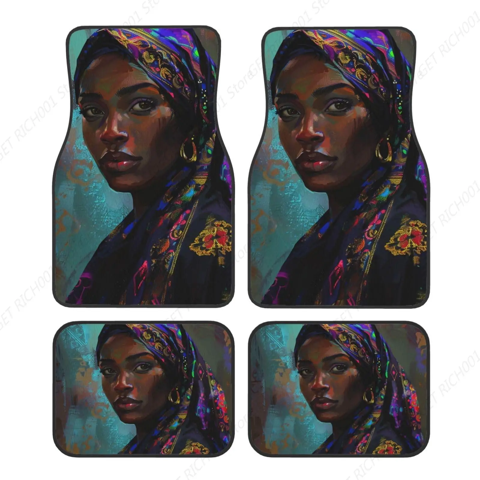 

Alfombrillas Afro Para Mujer Negra, Accesorios Para Automóviles, Alfombrillas Lanteras Y Traseras Para Coche, Juegos 4 Piezas