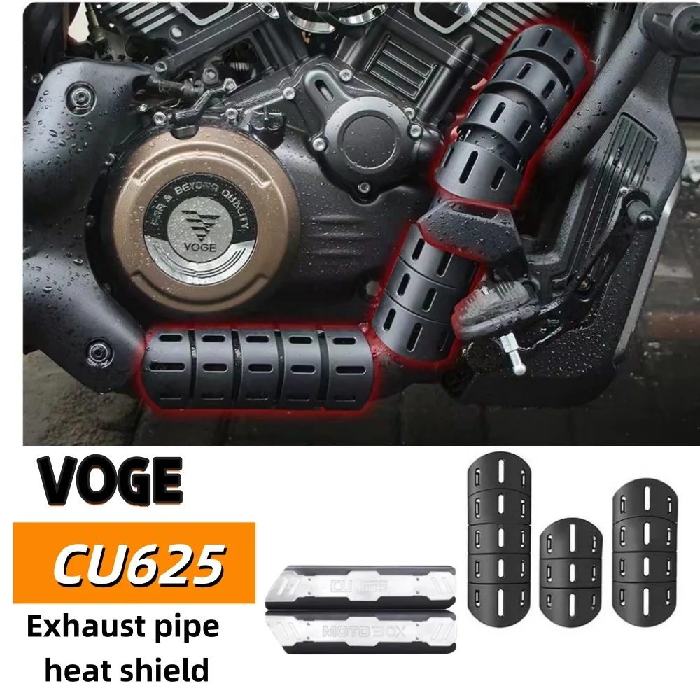 For VOGE CU625 aftermarket exhaust pipe heat shield, stainless steel heat-insulating decorative cover, retro protective cover.