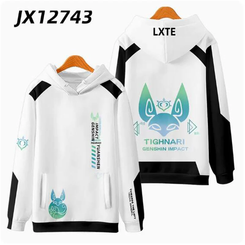 Anime Genshin wpływ 3D drukuj Zip Up kobiety/mężczyźni bluzy bluzy Streetwear Hip Hop Tighnari Cosplay kurtka z kapturem na zamek błyskawiczny