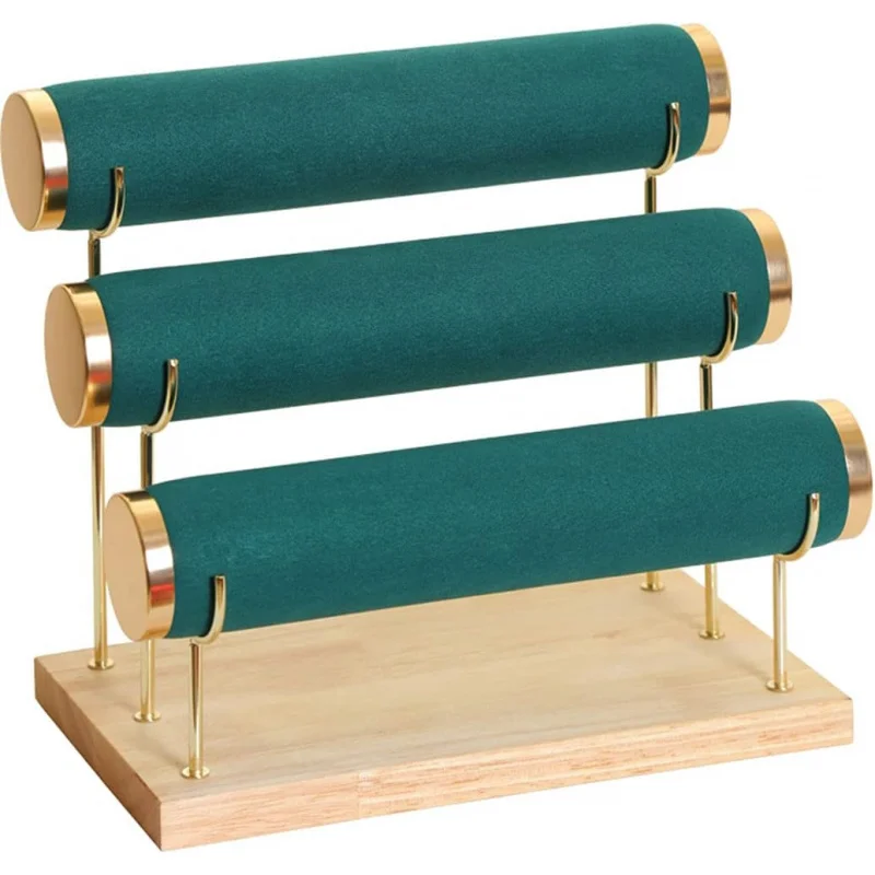 

Модная золотая подставка для браслетов с бусинами, 3-ярусная подставка для браслетов и часов, со съемной подставкой.