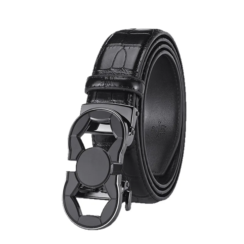 Genuine Leather Automatic Buckle Men's Belt, High-end Business Belt, Men's Style, Thick and Durable