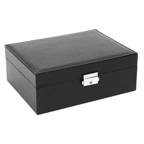 2-Tier Jewelry Box with Lock & Key, Velvet Travel Jewelry Case with Ring Slots, Necklace Hooks & Earring Pockets