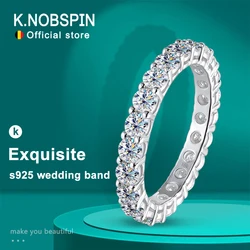 KNOBSPIN-anillo redondo de moissanita para hombre y mujer, joyería fina de Plata de Ley 925 chapada en oro blanco de 18K, anillos de compromiso de boda, 3mm