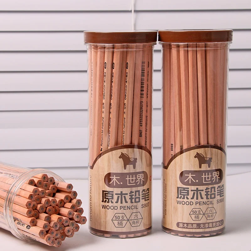 50 original wooden barreled pencils for pupils and children HB 2B HB pencil exam special pen sketch wholesale drawing pencil