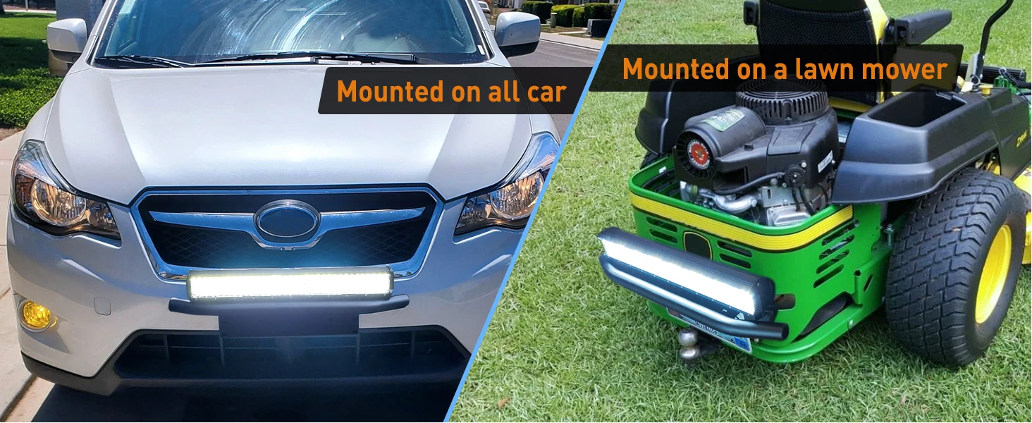 126W Spot Flood Combo Light Bar with Front License Plate Mounting Bracket with Wiring Harness Kit