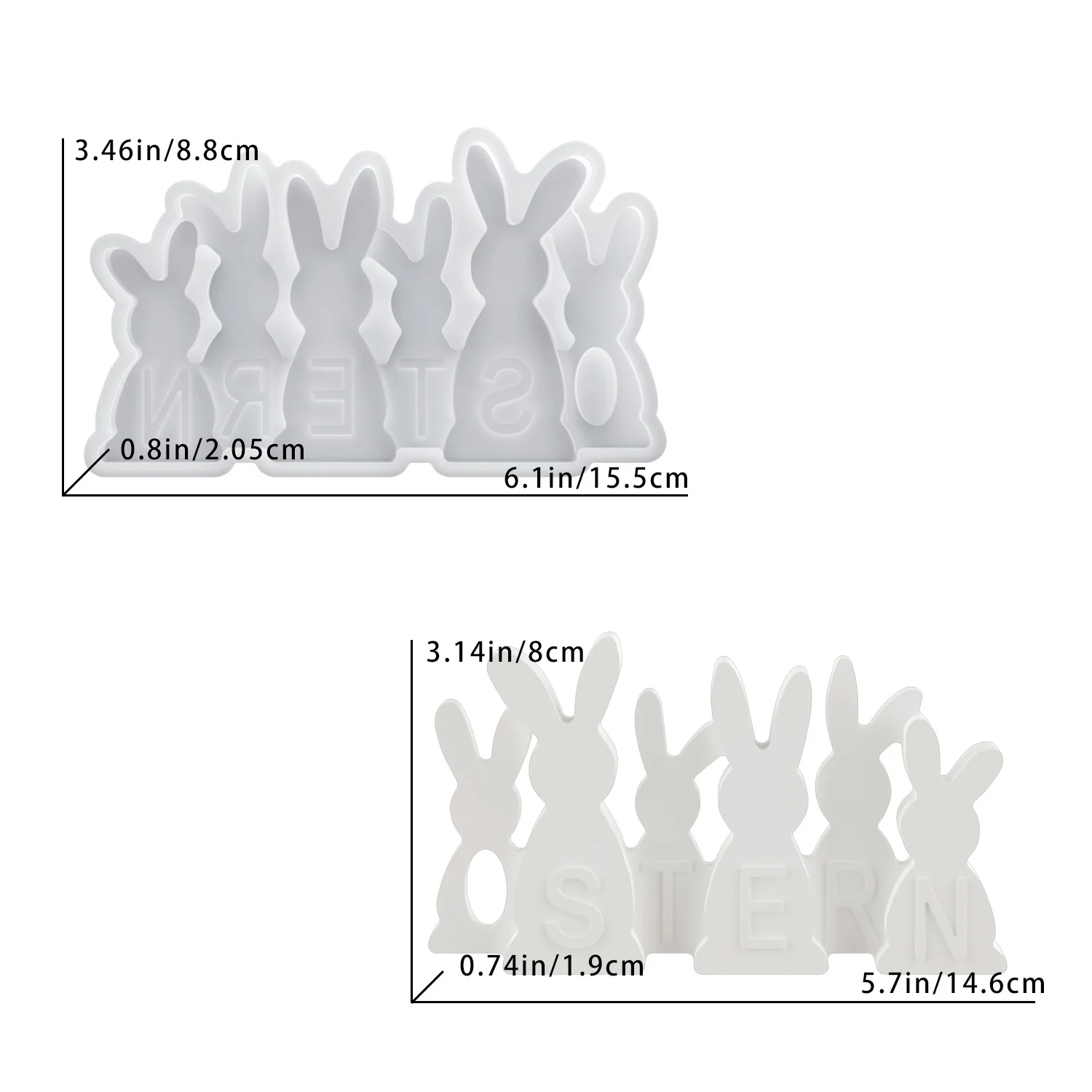 DIY Oster-Epoxidharz-Hängeornament-Form, 6-teilige Hasen-Dekorationsform, Gips-Silikonform
