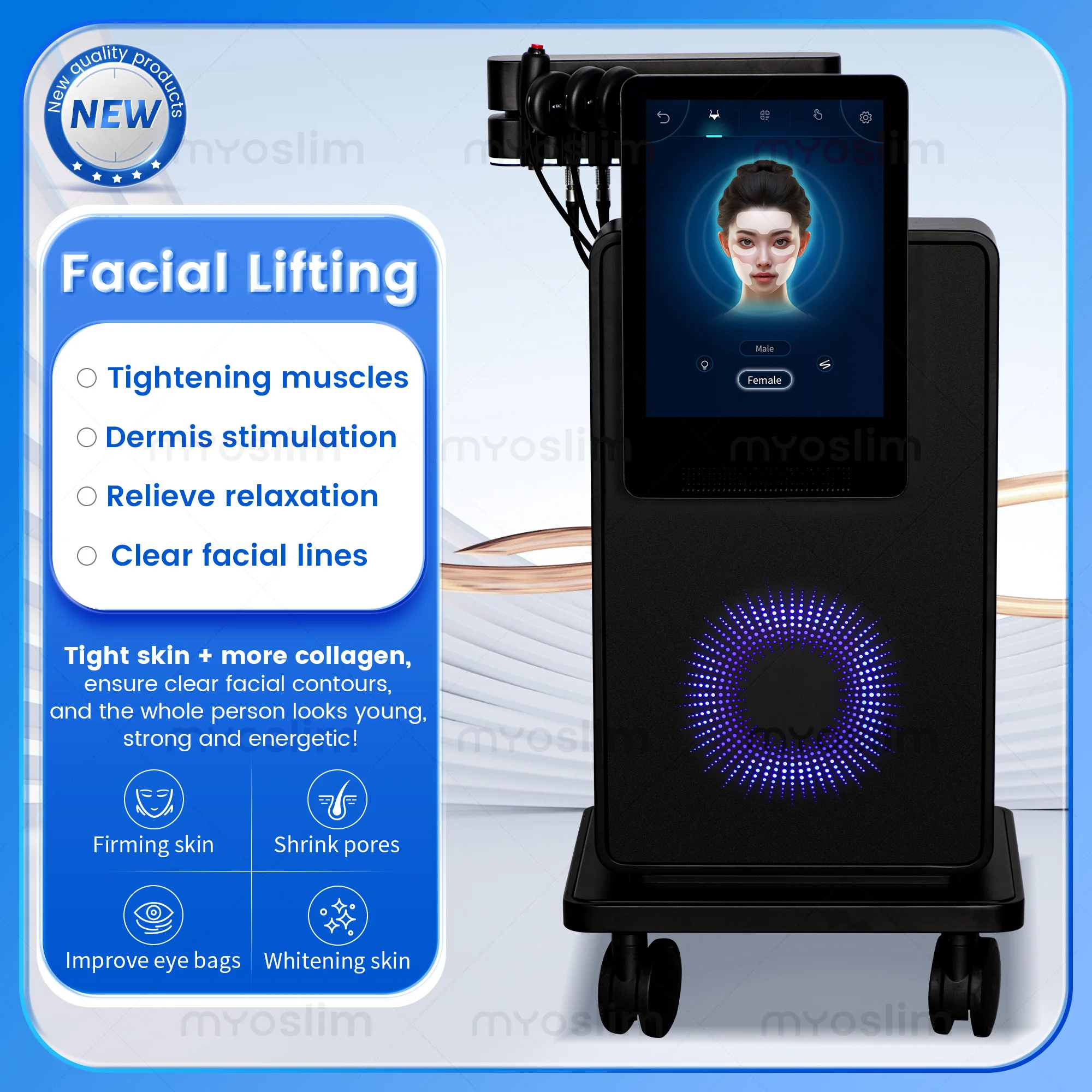Portable EMS RF Electromagnetic Building Face Lifter Skin Firming Wrinkle Removal Device for Beauty & Health
