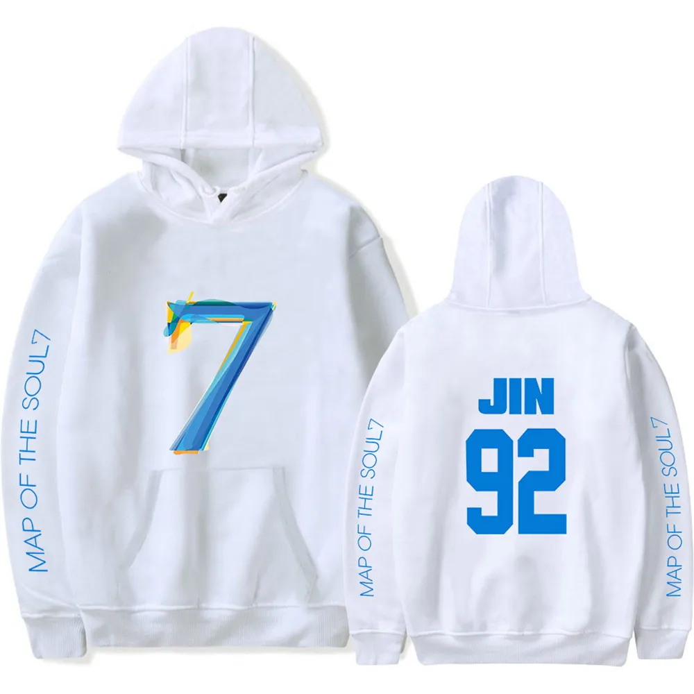 JIMIN JIN RM V J-hope Jung Kook Kpop Hoodie Map of Soul 7. Bluzy Mężczyźni / Kobiety Hip Hop Hoodie Fans Favorite Hoody Kobiety