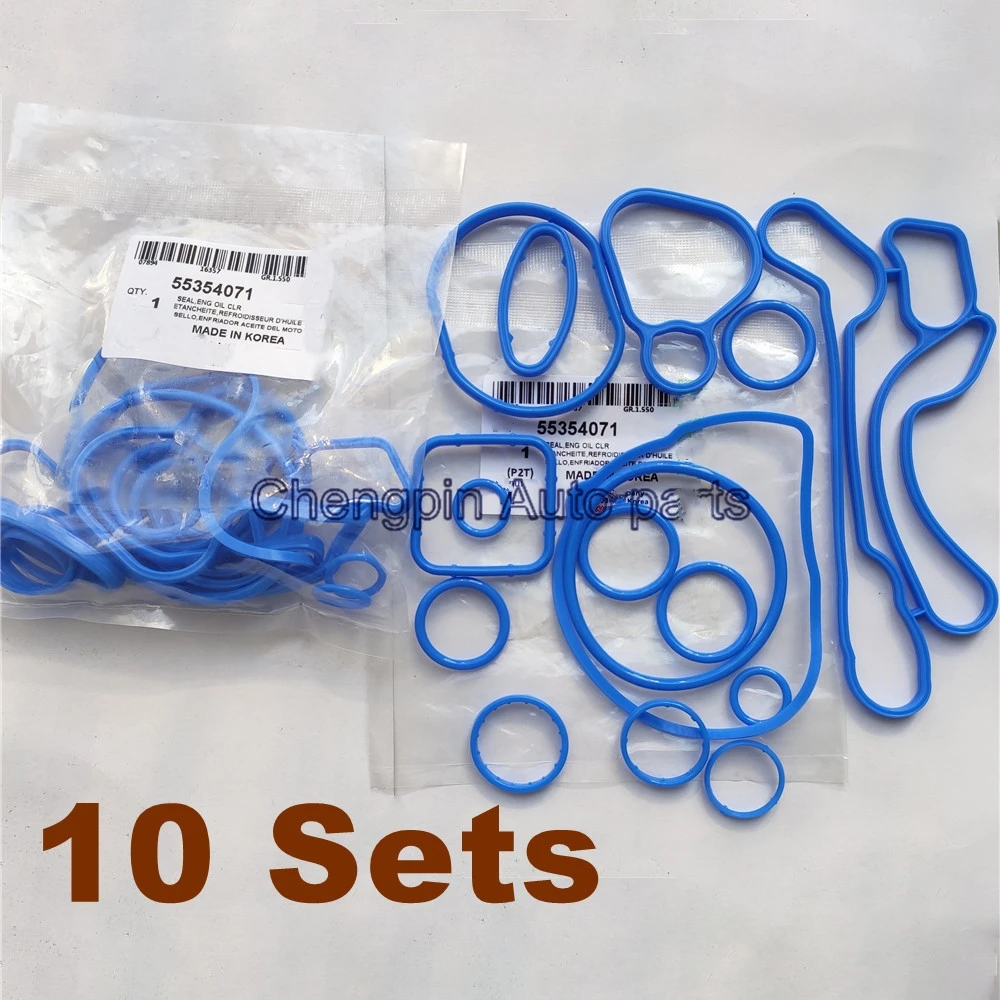 

10 Sets Cooling System Oil Cooler Gasket Seals Blue OEM# 55354071 55354072 For Chevrolet Cruze 1.6L 1.8L Sonic Astra Zafira