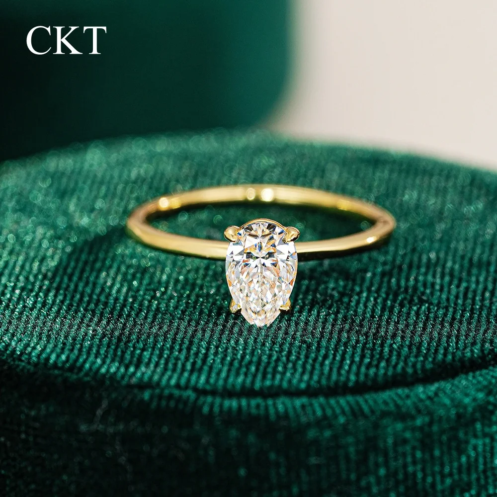 

CKT Hot Sale Engagement Ring 18K Gold 1ct/2ct D Color VVS Diamond Moissanite Rings for Women Wedding Fine Jewelry