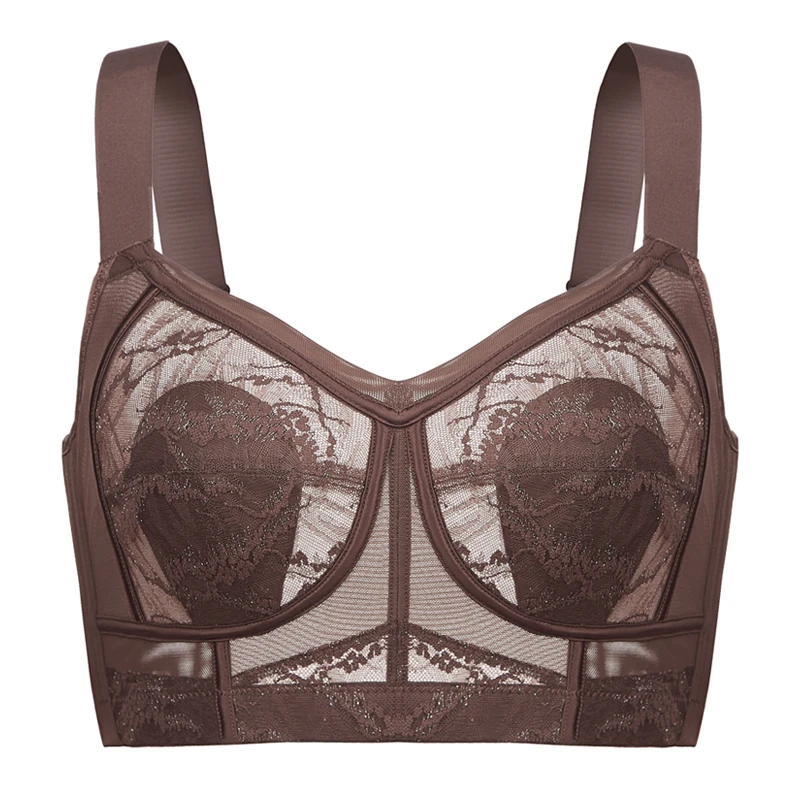 

Women's plus Size Wireless Comfortable Bra Non Padded Floral Lace Underwear Full Coverage Soft Support Bra in Pink
