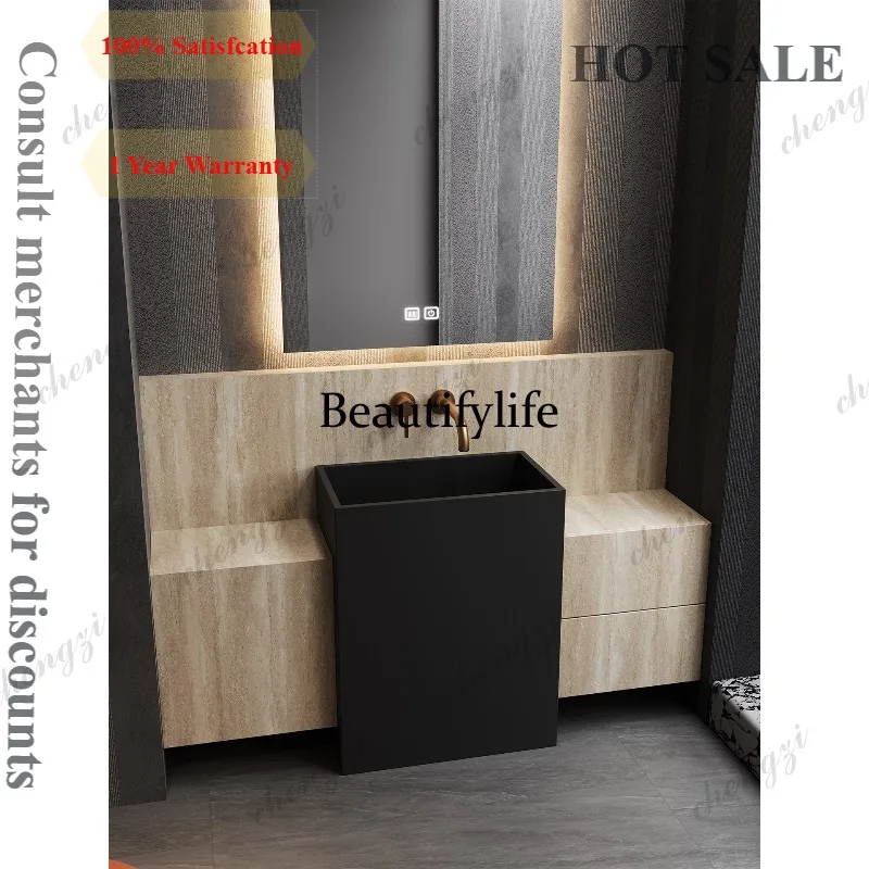 Customized hotel villa rock slab column integrated hand washing basin outdoor courtyard hand washing table