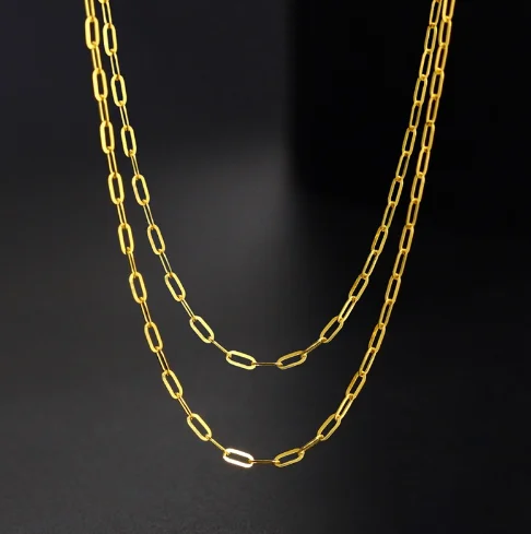 18k real gold necklaces for women  O shape chains necklace au750 jewelry