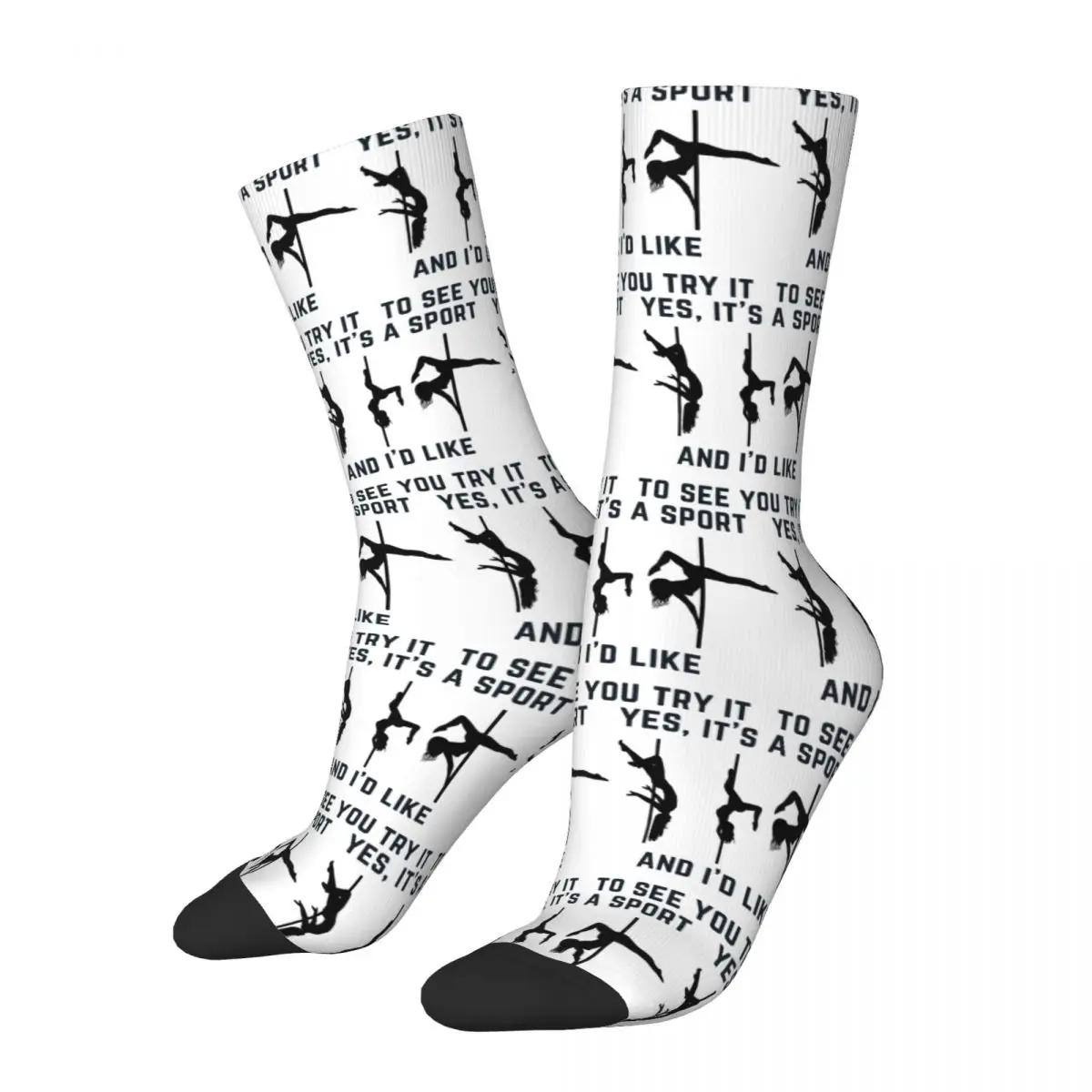 

Yes, It's A Sport - Pole Dance Design Socks Sweat Absorbing Stockings All Season Long Socks for Man's Woman's Christmas Gifts