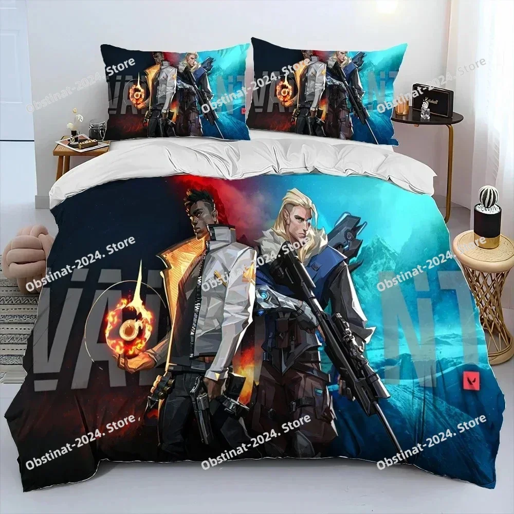 2025 3D VALORANT Game Bedding Set Duvet Cover Full Queen King Size Pillowcase Bed Printed Bed Set Aldult Kid Bedroom Single Twin
