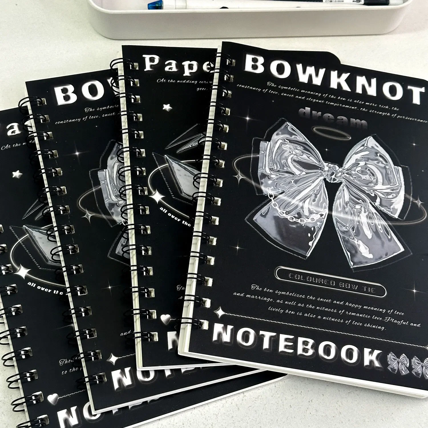 INS Bow Knot Coil Notebook Japanese Student Horizontal Line Diary High Beauty Notebook Planner Back To School