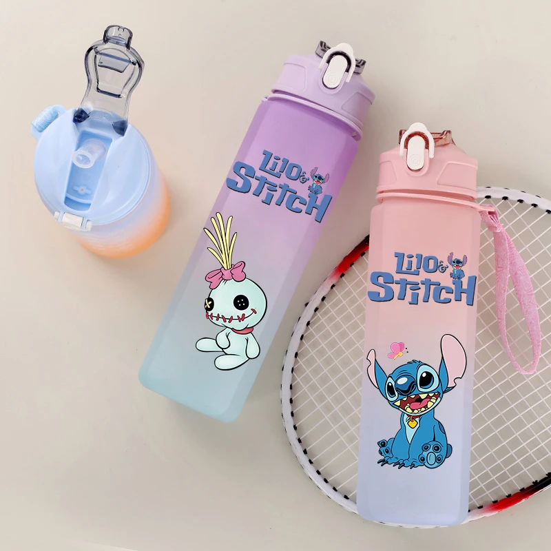 750ML Butelka na wodę Anime Cartoon Disney Lilo Stitch Kubek do picia o dużej pojemności Przenośny kubek na wodę do uprawiania sportów na świeżym powietrzu Prezent dla dzieci