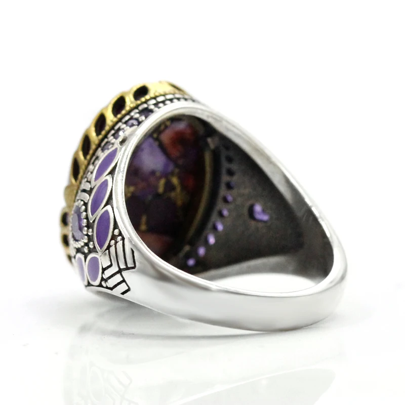 S925 Sterling Silver Oyster Turquoise Türkiye Handmade Men\'s Ring Muslim Islamic Women\'s Jewelry Festival Jewelry Gift
