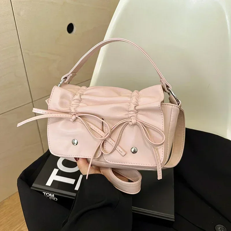 

Pu Zipper Bow Ladies Shoulder Bags 2024 New Hot Sale Simplicity Crossbody Bags Solid SQUARE Bags for Women Trousses De L’épaule