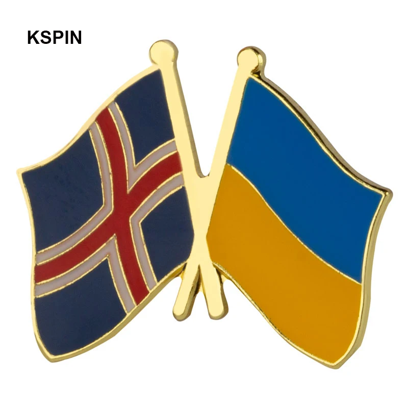 Iceland and Ukraine Friendship Flag Badge Flag Brooch National Flag Lapel Pin International Travel Pins