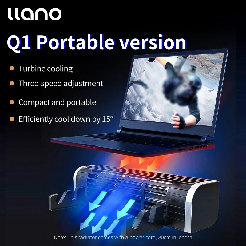 llano Laptop Cooling Fan Adjustable Stand Portable Notebook Cooler for 4 to 21 inch Laptops Gaming Use