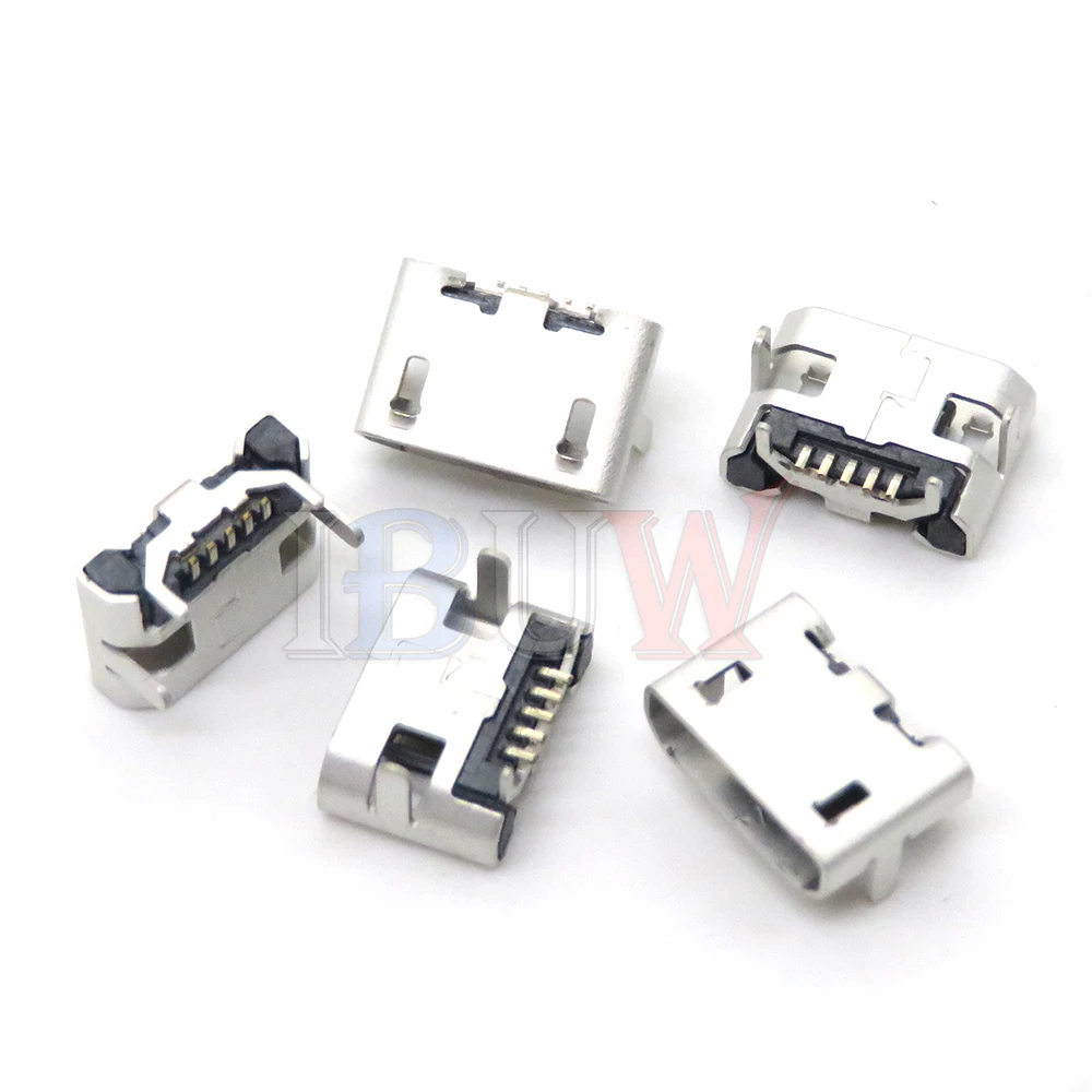 10pcs Micro USB 5 Pin SMT Socket Connector Type B Female Placement SMD DIP DNIGEF USB Charging Connectors 2PIN SMD/DIP