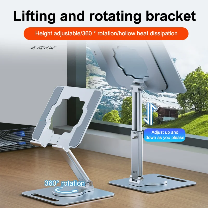 

Aluminum Tablet Stand 360° Rotation Desktop Riser Adjustable Foldable Tablet Holder Dock Phone Stand For Xiaomi IPad Tablet