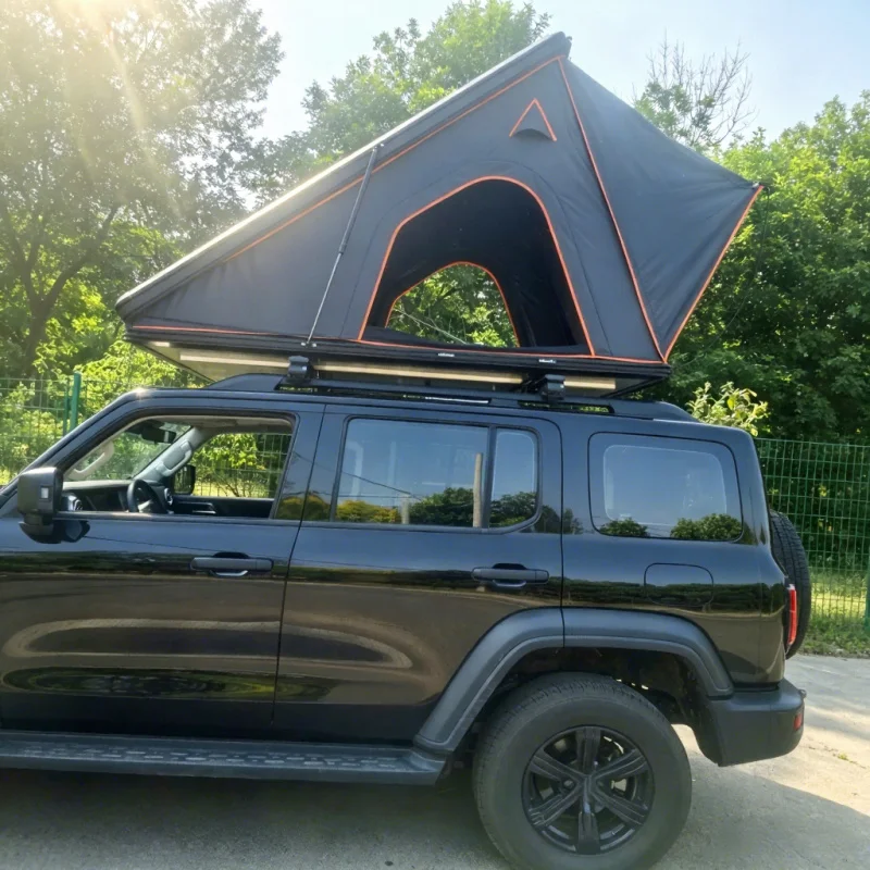 High Quality Aluminum Hardshell Triangle Car Roof Tent With Roof Rack Solar Panel 4x4 Offroad Outdoor Camping Shelter