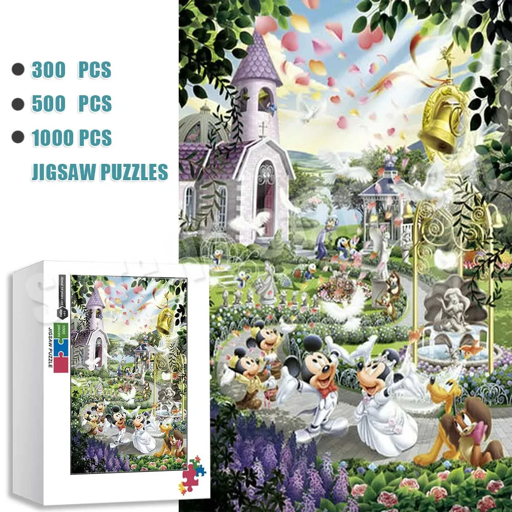 

Disney Jigsaw Puzzle Mickey Mouse Mickey and Minnie's Wedding Movies 300/500/1000 Pcs Diy Toys Puzzles for Adults and Kids Decor