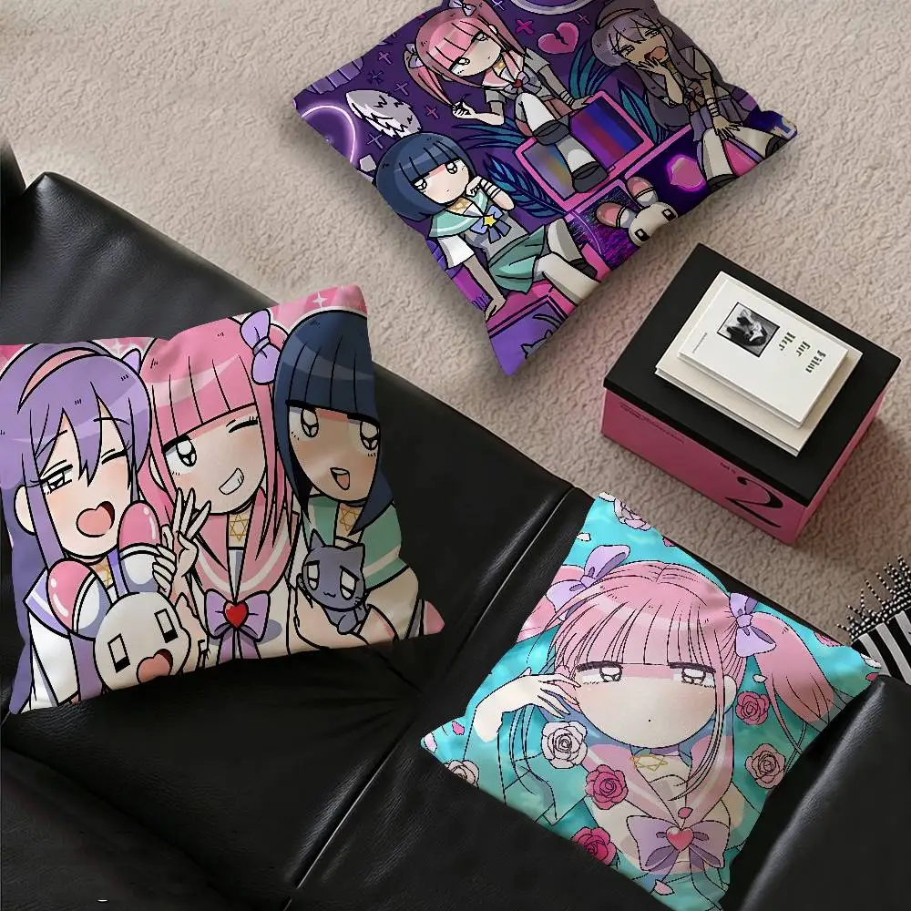 Pink Anime Menhera- C-Chan Cushion Cover Car Throw Pillow Case For Sofa Car Christmas Gift 40x40cm 45x45cm