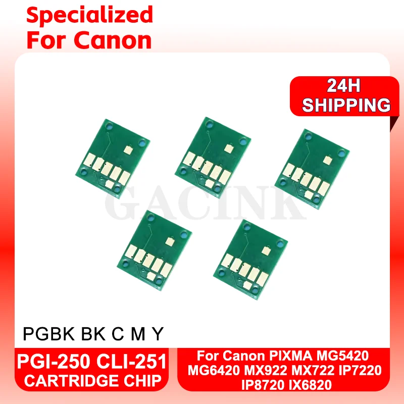 Cartridge Chip For PGI-250 CLI-251 For Canon PIXMA MG5420 MG6420 MX922 MX722 IP7220 IP8720 IX6820 For PGI 250 Stable Chip