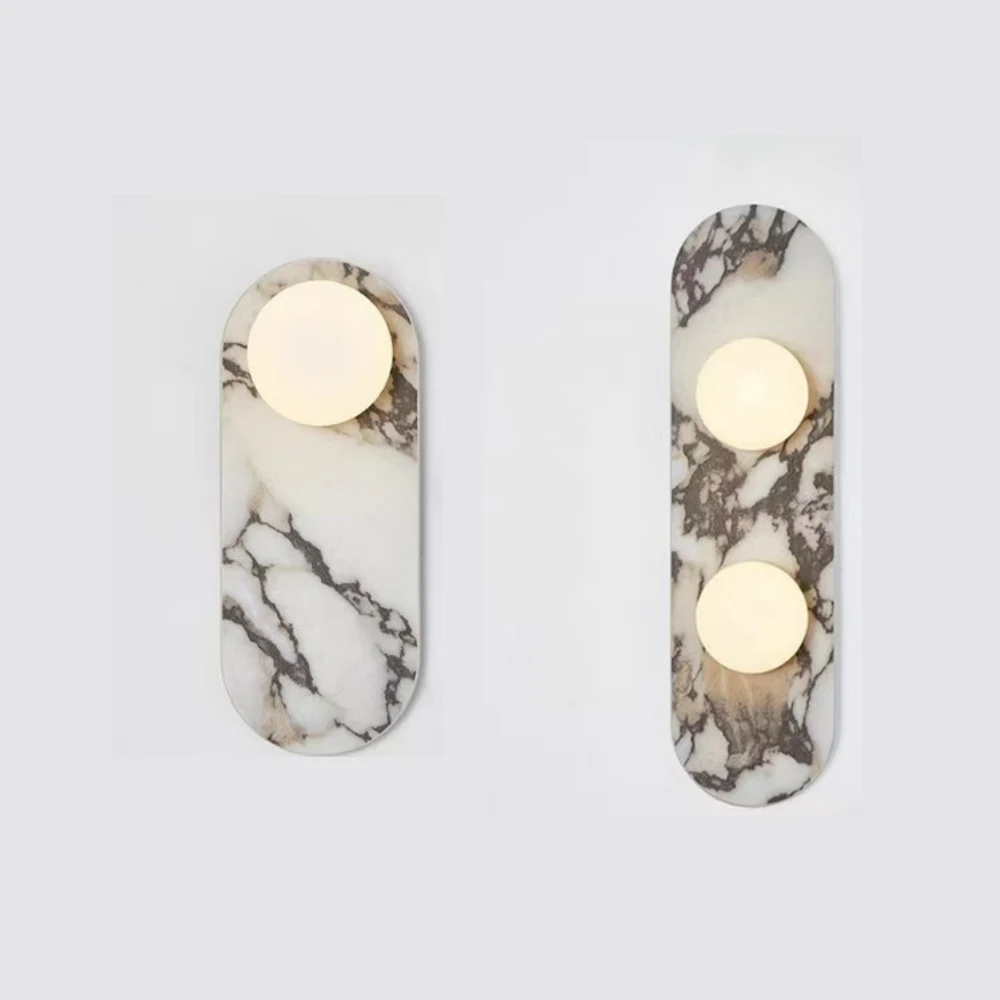 Natural Marble Wall Sconces with Glass Shade Modern Wall Mount Wall Lights for Dining Room Stairs Bedroom Hardwired Wall Lamp