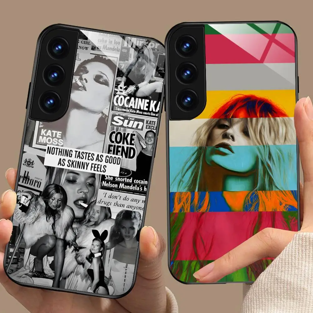 

Cool Kate Moss Mobile Phone Case for Samsung Galaxy A56 55 54 53 52 51 36 35 34 23 16 15 5G Glass Colorful Cover Pretty Luxury