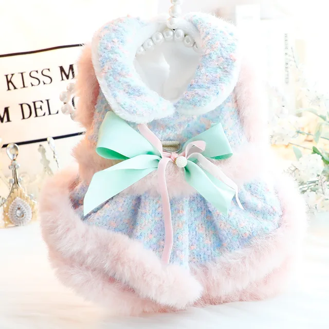 Jesienno-zimowa sukienka dla psa i kota Princess Dress Sweet Bowknot Cat Dog Skirt Clothes Tutu Dress for Dogs Puppy Teddy Chihuahua