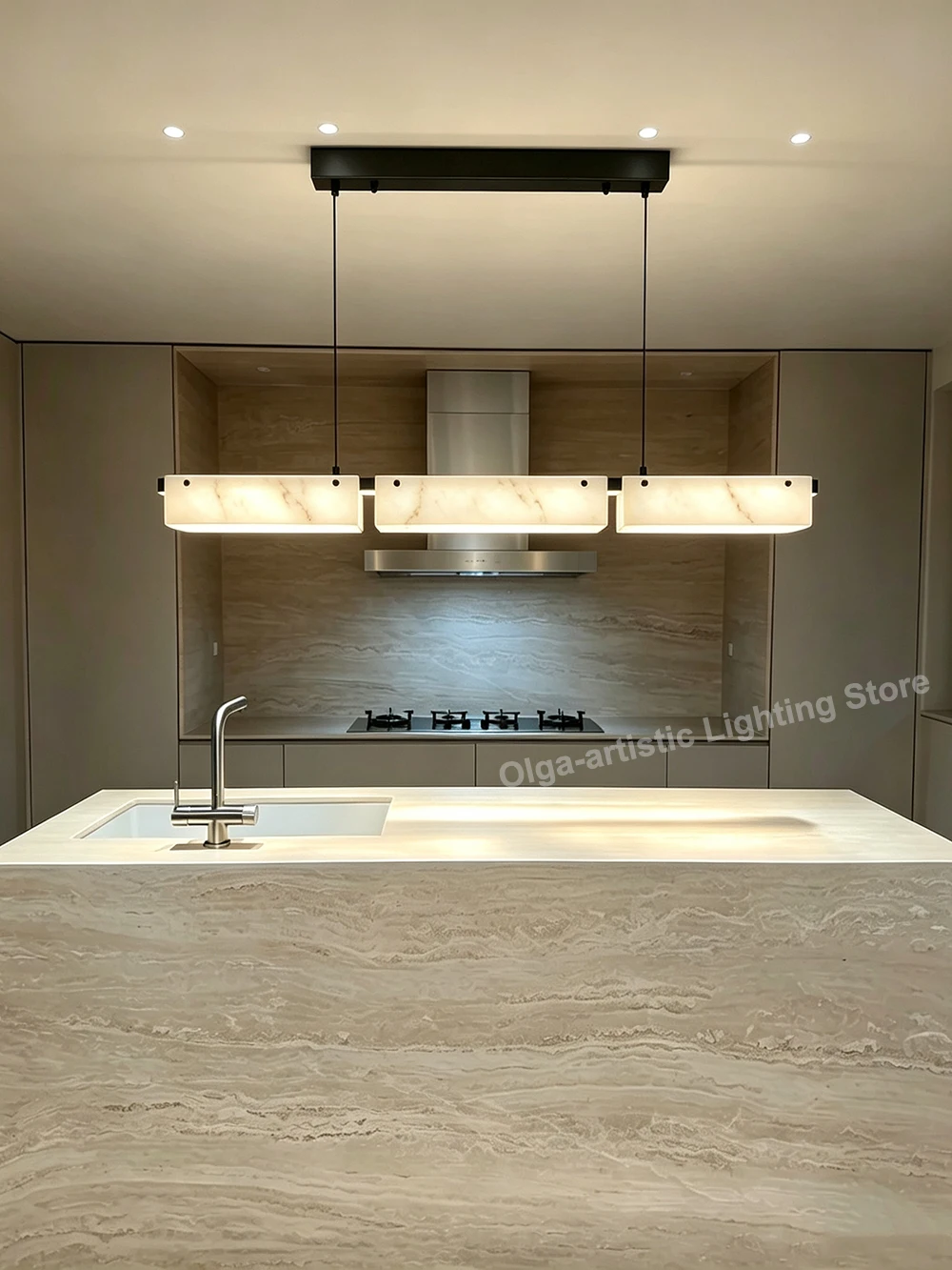 Postmodern Dining Room Alabaster Pendant Lights Soft Decoration Light Fixture Marble Lampshade for Kitchen Island Lustres