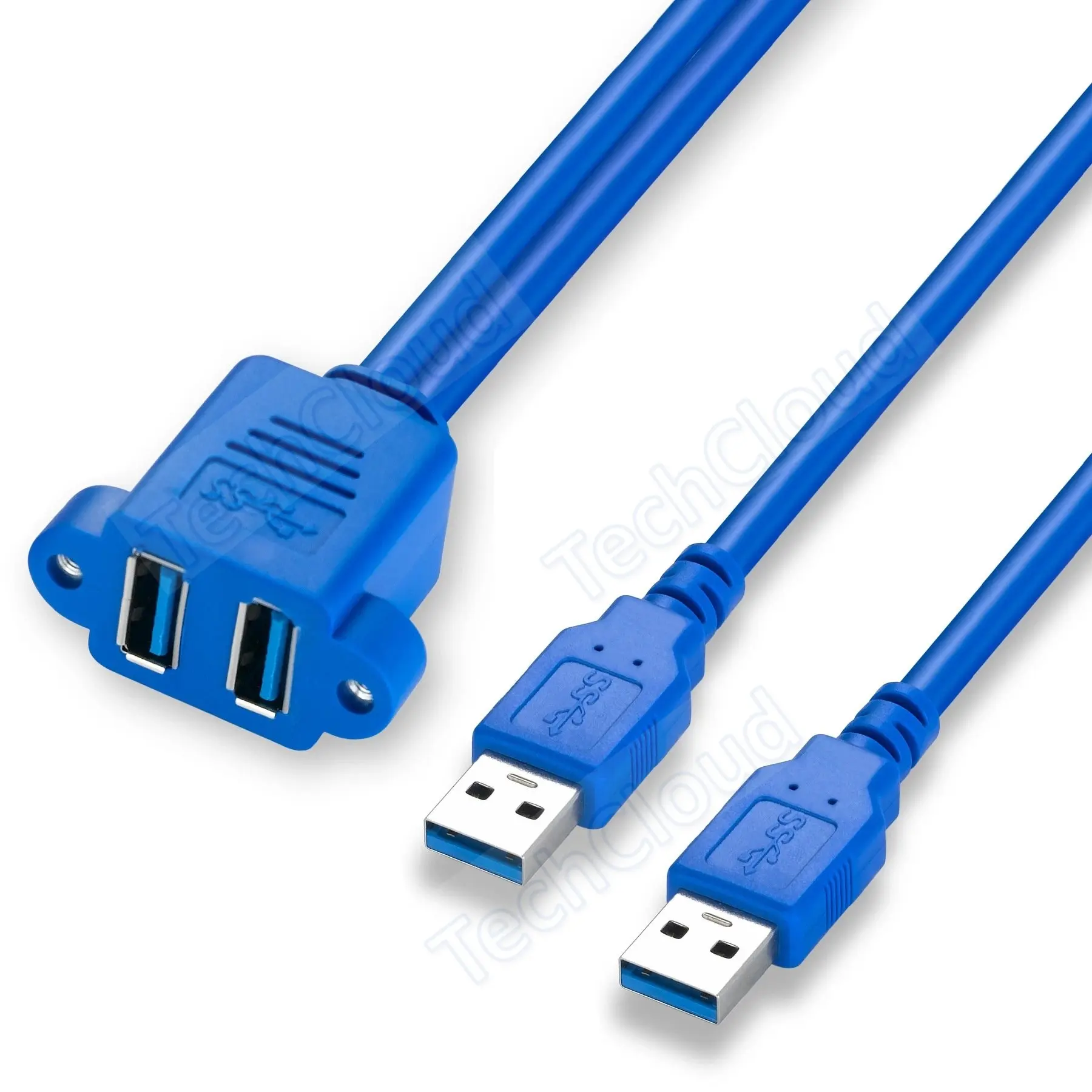 Dual USB male to female expansion cable twin port usb3 0 extension cable With panel mounting screw holes