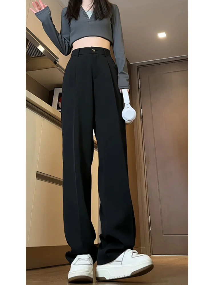 

Cleanfit Bla Naples Drapey Men's Casual Wide Leg Pants Spring Autumn High Waist Straight Cut Long Trousers Youth Faion