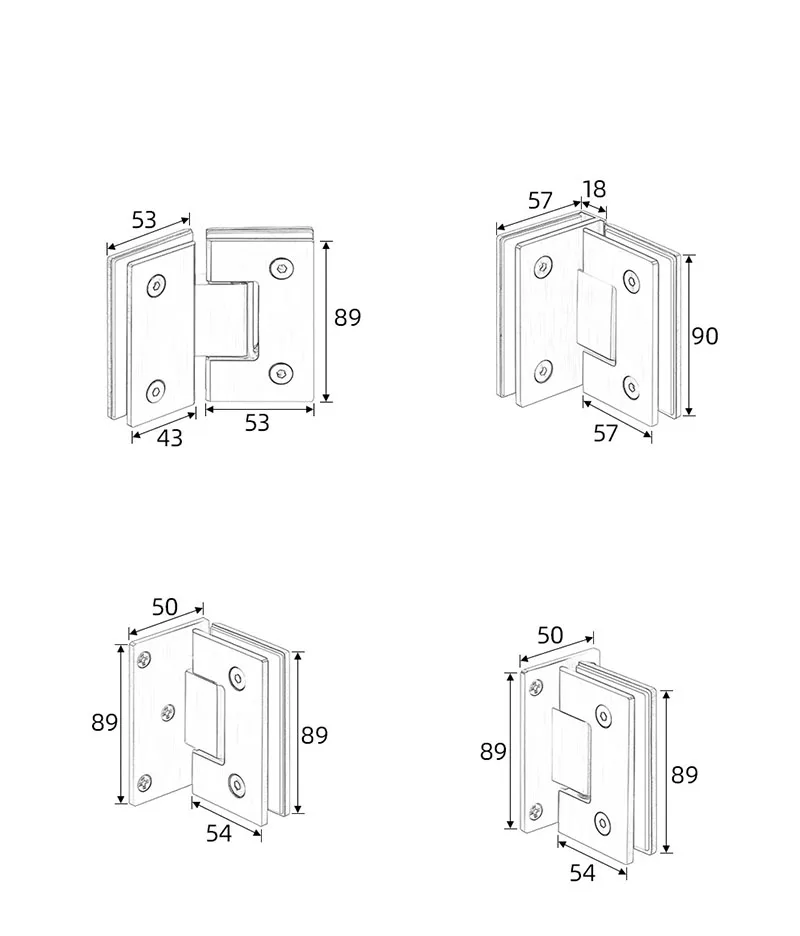 Stainless Steel Frameless Glass  Door Hinge 90 135 180 Degrees Gold Bathroom Clamp Bathroom Folding Glass Clip Package Mail