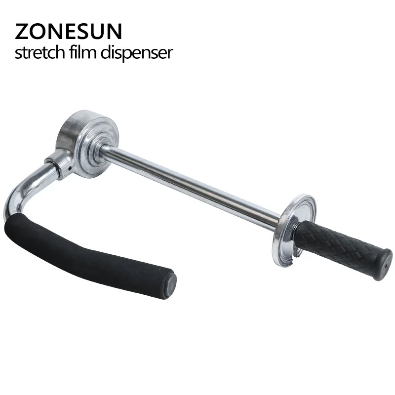 ZONESUN Portable 30-50cm Height Adjustable Stretch Film Wrapping Machine Handheld Dispenser Stainless Steel Pallet Packing Tool