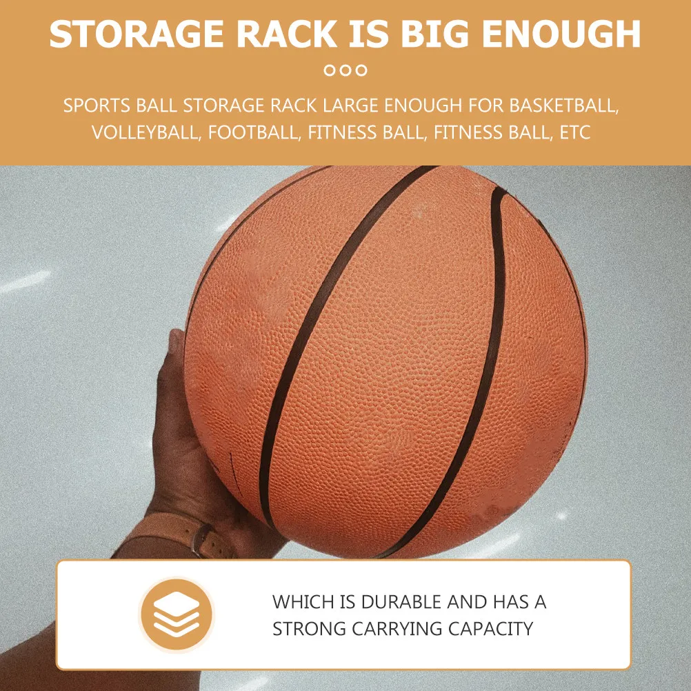 1Set Basketball Storage Rack Wall-Mounted Heavy-Duty Iron Ball Holder Easy Install for Home Gym Shopping Mall Basketball