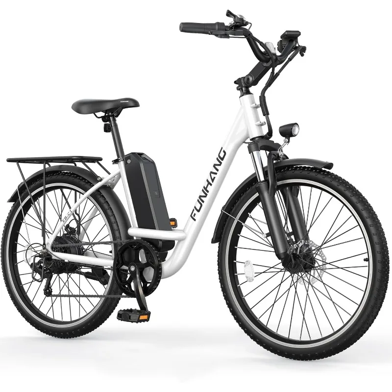 

Funhang Electric Bike for Adults, 26" City Cruiser Ebike with 1000W Peak Motor,21.7MPH 50 Miles Commuter Adult Electric Bicycles