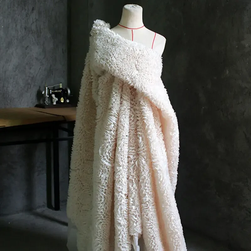 

3D абрикосовая рельефная жаккардовая ткань с тиснением, текстурированный силуэт, платье, сделай сам, швейная юбка, дизайнерская одежда, материал по метрам