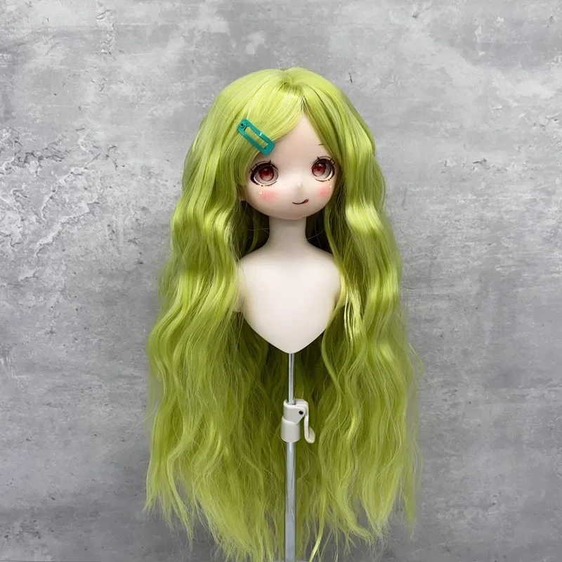 1 Pieces Green Curl/Stright Wig Doll Accessories High Temperature Silk 1/6 1/4 1/3 Doll's Wig for Bjd Girl Toys