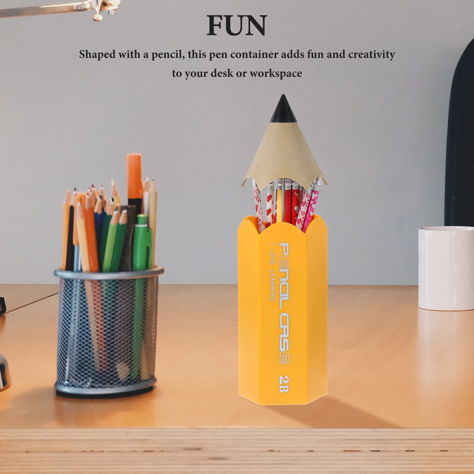 حامل أقلام على شكل قلم رصاص منظم تخزين القرطاسية مع غطاء سعة كبيرة لتزيين سطح المكتب للأقلام وفرش المكياج النابضة بالحياة #6
